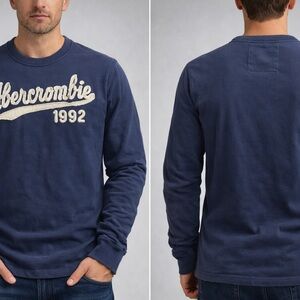 Abercrombie Men’s Small Navy Long Sleeve Appliqué Logo Shirt
